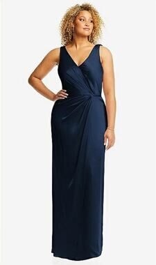 After Six New Womens Faux Wrap Satin Gown Dress 6864 Midnight 6 R Formal Elegant